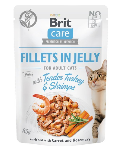 BRIT Care Cat Fillets in Jelly hrana umeda pentru pisici, cu curcan si creveti, 85 g