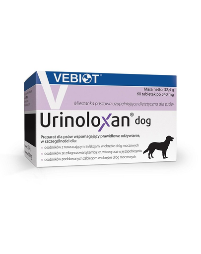 VEBIOT Urinoloxan Dog 60 tab. supliment pentru caini cu afectiuni ale tractului urinar afectiuni