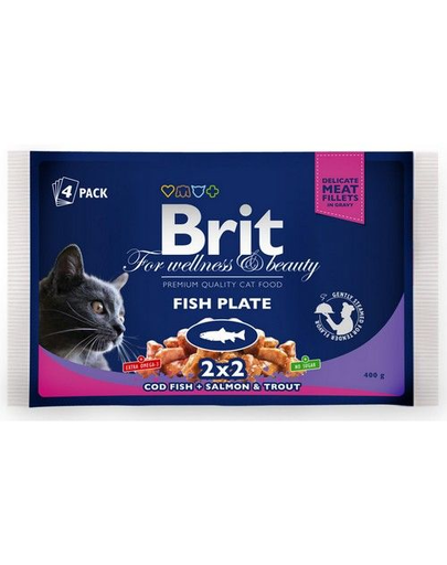 BRIT Fish Plate Adult set hrana umeda pisici adulte, mix peste 52 x 100 g