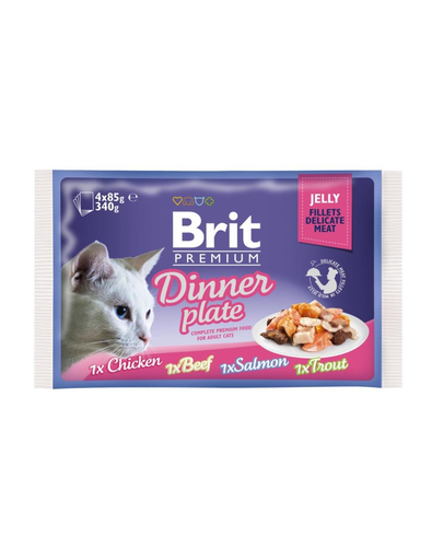 Brit premium fillet dinner plate mix set hrana umeda pentru pisici adulte, mix de carnuri 52 x 85 g