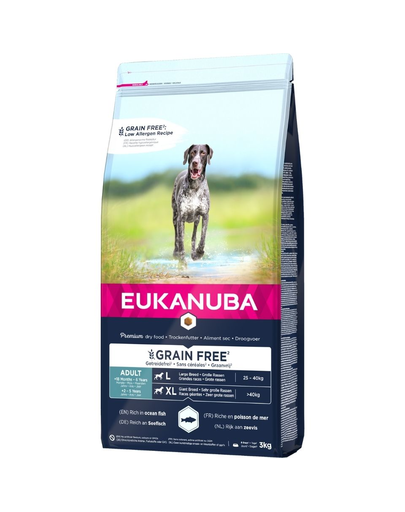 Eukanuba grain free hrana uscata fara cereale pentru caini adulti talie mare 3 kg