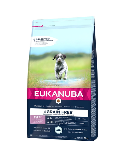 Eukanuba grain free puppy hrana uscata caini juniori talie mare, fara cereale 3 kg