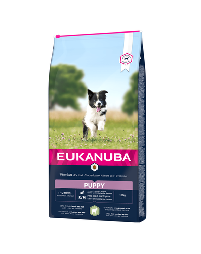 EUKANUBA Dog Puppy Small & Medium Breed Lamb & Rice hrana uscata caini juniori talie mica/medie, miel si orez 12 kg Breed imagine 2022