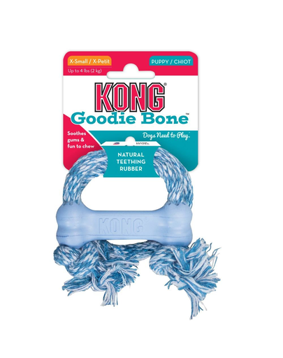 KONG Puppy Goodie Bone with rope XS Os cu unt franghie pentru catelusi fera.ro imagine 2022