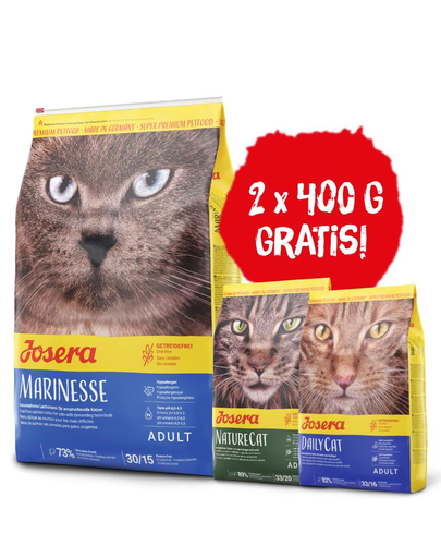 JOSERA Cat Marinesse hrana uscata hipoalergenica pentru pisici sensibile 10 kg + 1x DailyCat 400g & 1x NaturCat 400g GRATIS