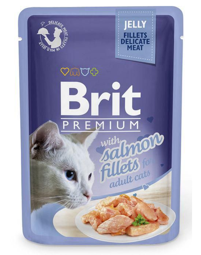 BRIT Premium Fillets in Jelly Set hrana umeda pentru pisici adulte, cu somon in aspic 24 x 85g