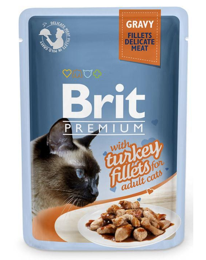 BRIT Premium Fillets in Gravy hrana umeda pentru pisici adulte, file curcan in sos 24 x 85g 85g imagine 2022