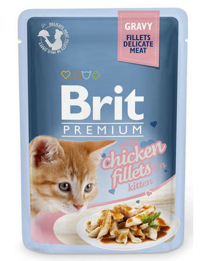 BRIT Premium Kitten Fillets in Gravy set hrana umeda pisici junior, cu pui in sos 24 x 85g