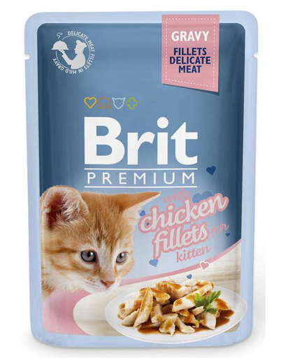 BRIT Premium Kitten Fillets In Gravy Set Hrana Umeda Pisici Junior, Cu Pui In Sos 24 X 85g