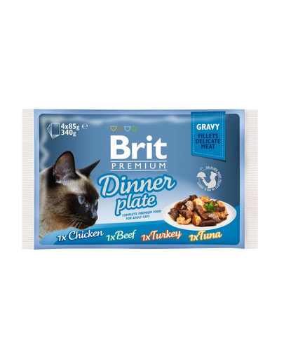 BRIT Premium Gravy Fillet Dinner Plate Hrana Umedat Pisici Adulte, Mix Carne 52 X 85 G