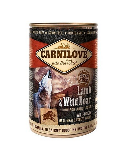 CARNILOVE Wild Meat Lamb &amp; Wild Boar conserva hrana caini 6 x 400 g, miel si mistret