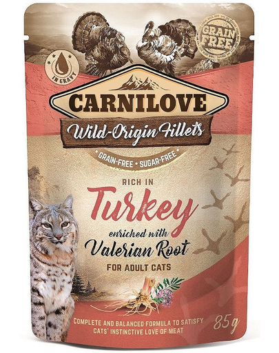 CARNILOVE Turkey&Valerian 24 x 85g hrana umeda pentru pisici, curcan si valeriana (valeriană)