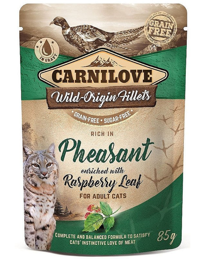 CARNILOVE Pheasant&Raspberry leaves 24 x 85 g hrana umeda pentru pisici, fazan si frunze de zmeura CARNILOVE