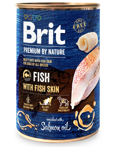 BRIT Premium by Nature Hrana umeda pentru caini adulti, cu peste si piele de peste 6 x 400 g
