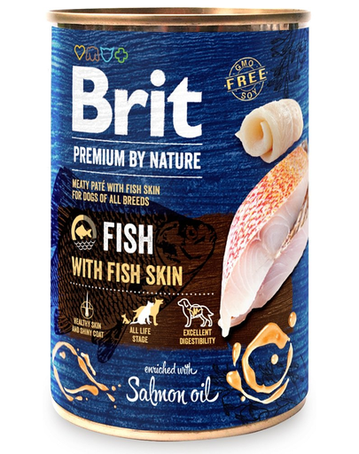 BRIT Premium By Nature Hrana Umeda Pentru Caini Adulti, Cu Peste Si Piele De Peste 6 X 400 G