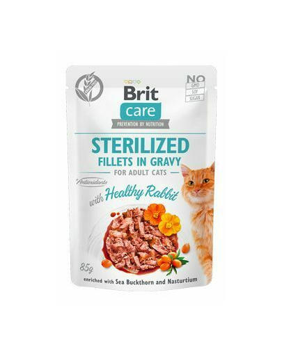 BRIT Care Sterilised Fillets In Gravy Hrana Umeda Pentru Pisici Sterilizate, Cu Iepure In Sos 24 X 85 G