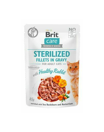 BRIT Care Sterilised Fillets in gravy Hrana umeda pentru pisici sterilizate, cu iepure in sos 24 x 85 g