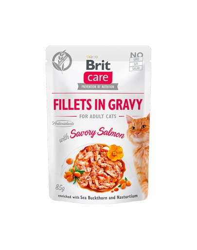 BRIT Care Fillets In Gravy Savory Salmon Hrana Umeda Pentru Pisici Adulte, Cu Somon In Sos 24 X 85 G