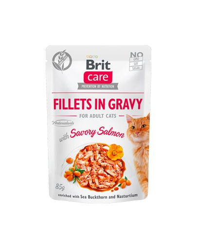 BRIT Care Fillets in gravy savory salmon Hrana umeda pentru pisici adulte, cu somon in sos 24 x 85 g