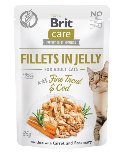 BRIT Care Fillets in Jelly Set hrana umeda pentru pisici, cu cod si pastrav in aspic 24 x 85 g Fera