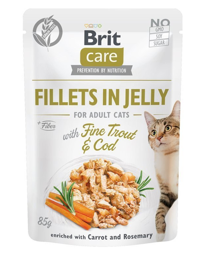 BRIT Care Fillets in Jelly Set hrana umeda pentru pisici, cu cod si pastrav in aspic 24 x 85 g