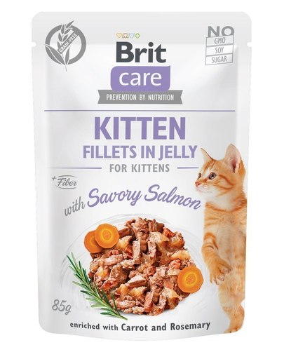 BRIT Care Kitten Fillets In Jelly Set Hrana Umeda Pentru Pisoi, Cu Somon In Aspic 24 X 85 G