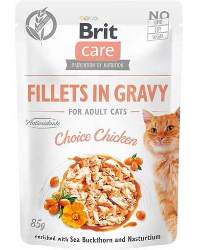 BRIT Care Fillets In Gravy Hrana Umeda Pentru Pisici Adulte, Pui In Sos 24 X 85 G