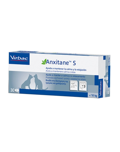 VIRBAC Anxitane S supliment pentru ameliorarea stresului pentru caini si pisici sub 10 kg, 30 tab. ameliorarea