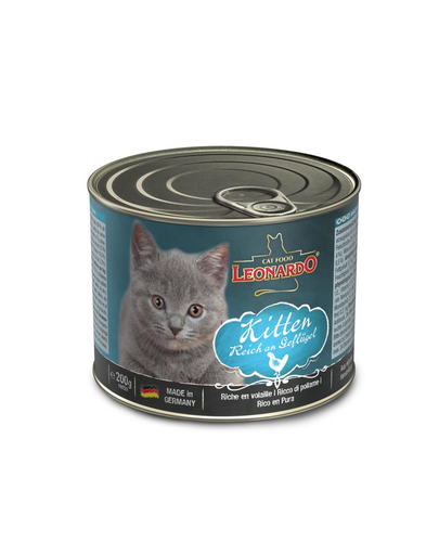 LEONARDO Kitten Quality Selection Hrana umeda pentru pisici, set cu pasare si vita 6 x 200 g