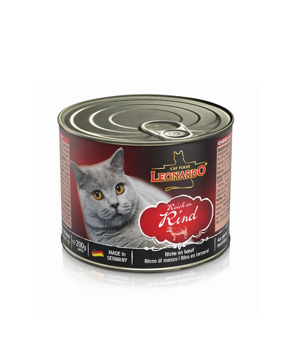 LEONARDO Quality Selection hrana umeda pentru pisici, bogata in carne de vita 6 x 200 g