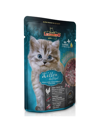 LEONARDO Kitten Finest Selection hrana umeda pentru pisoi, cu pasari de curte 16 x 85 g