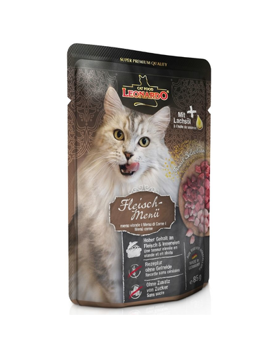 LEONARDO Finest Selection hrana umeda pisici adulte, mix carne 16 x 85 g