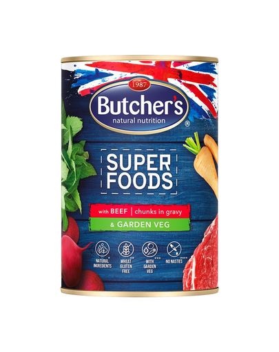 BUTCHER\'S Super Foods Garden Veg hrana umeda pentru caini, vita si legume in sos 24 x 400 g