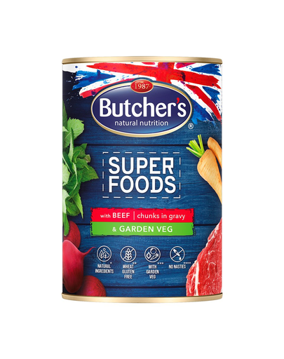 BUTCHER'S Super Foods Garden Veg hrana umeda pentru caini, vita si legume in sos 24 x 400 g