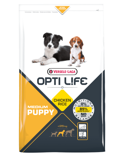 VERSELE-LAGA Opti Life Puppy Medium hrana uscata pentru caini juniori de talie medie, cu pasari de curte 2,5 kg