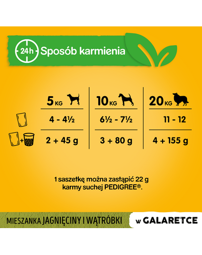 PEDIGREE Hrana umeda pentru caini adulti, carne de miel si ficat in aspic, set 24 x 100 gr
