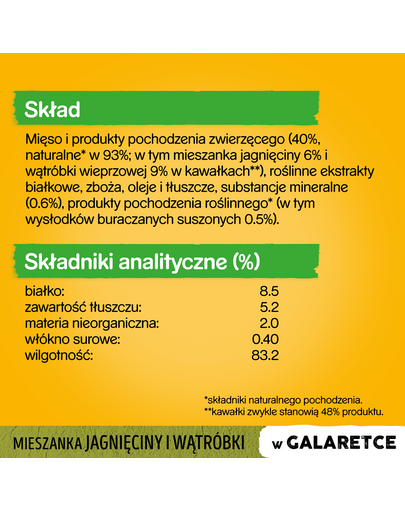 PEDIGREE Hrana umeda pentru caini adulti, carne de miel si ficat in aspic, set 24 x 100 gr