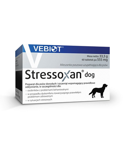 VEBIOT Stressoxan dog Supliment alimentar pentru catei si caini adulti, pentru reducerea stresului 60 tab. Adulti imagine 2022