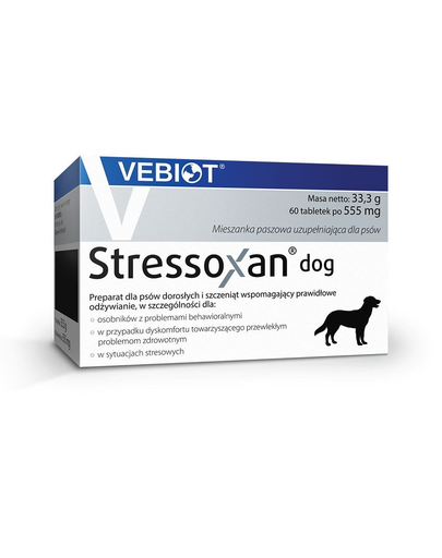 VEBIOT Stressoxan Dog Supliment Alimentar Pentru Catei Si Caini Adulti, Pentru Reducerea Stresului 60 Tab.