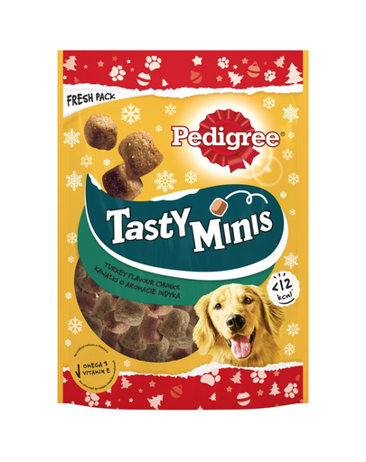 PEDIGREE Tasty Minis Recompense pentru caini adulti, aroma curcan 130 g