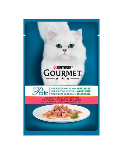 GOURMET Perle hrana umeda pentru pisici, cu pastrav si spanac in sos 24x85g fera.ro imagine 2022