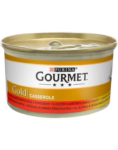 Gourmet gold casserole hrana umeda pentru pisici, cu vita si pui in sos 24 x 85g