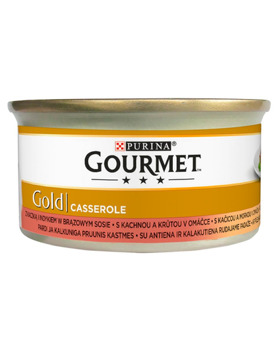 Gourmet gold casserole hrana umeda pentru pisici, rata si curcan 24 x 85g