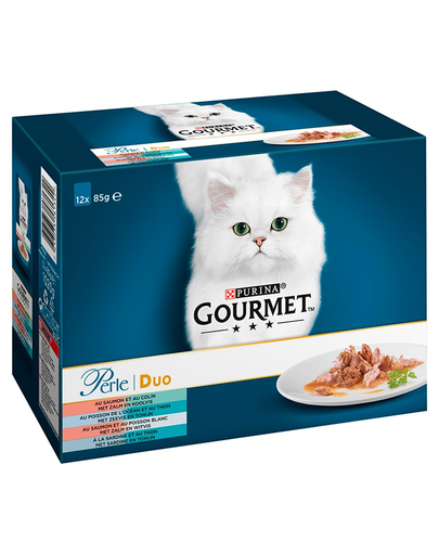 GOURMET Perle Duet Hrana Umeda Cu Peste Pentru Pisici Adulte 12x85g