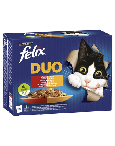 FELIX Duo Hrana umeda mix de carne in jeleu pentru pisici adulte sterilizate 72x85g