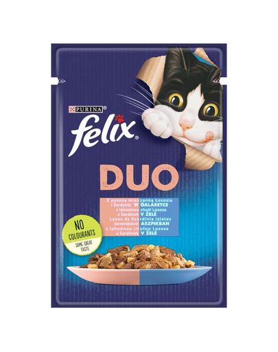 FELIX Duo Hrana umeda cu somon si sardina in jeleu pentru pisici adulte 26×85 g Felix imagine 2022