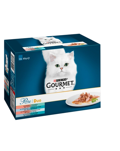 GOURMET Perle Duet Hrana umeda pentru pisici adulte, fileuri de peste 12 x 85 g