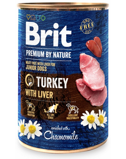 BRIT Premium By Nature Hrana Umeda Pentru Catei, Cu Curcan Si Ficat 6 X 400 G