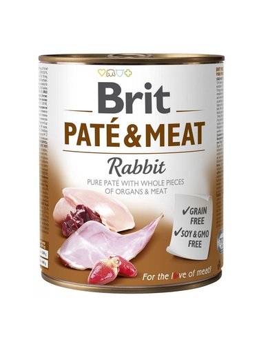 BRIT Pate&Meat rabbit Hrana umeda pentru caini adulti, cu iepure, set 6 x 800 g