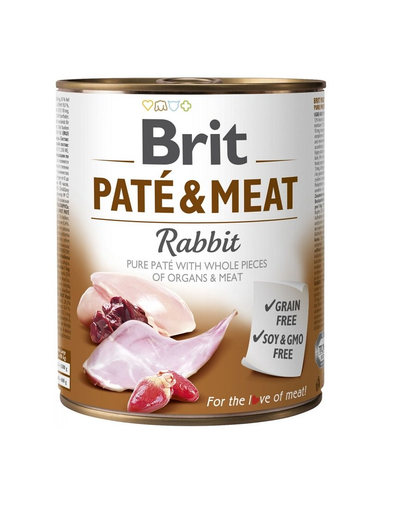 BRIT Pate&amp;Meat rabbit Hrana umeda pentru caini adulti, cu iepure, set 6 x 800 g